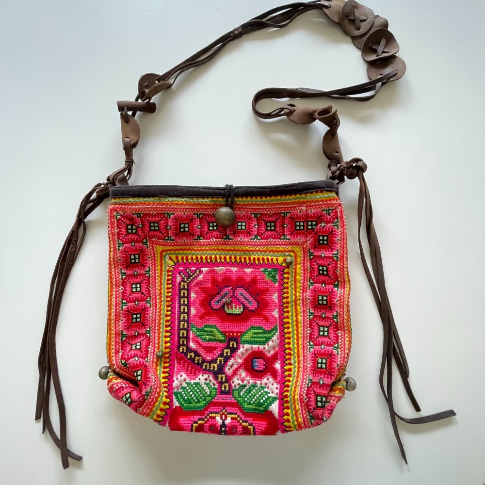 JADEtribe Hand Embroidered Boho Messenger Cross Body Bag One Of A Kind ($165)